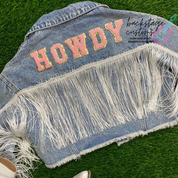 Backstage Customs Jackets & Blazers - Howdy Denim Fringe Jacket
